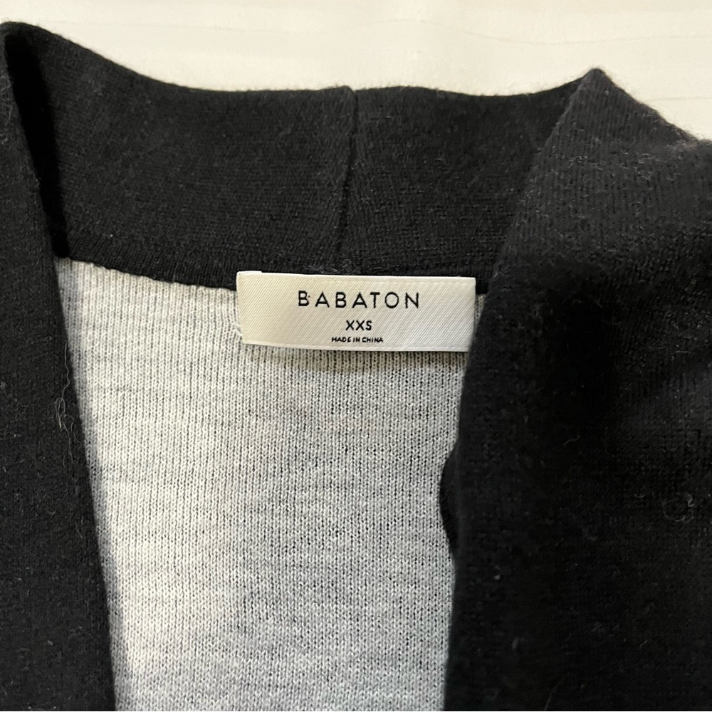 Aritzia Babaton Lance Long Line Wool Blend Cardigan Black / Grey size XXSmall - Picture 4 of 16